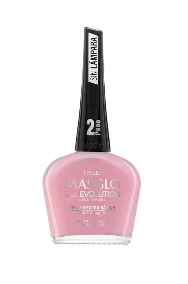 REBELDE - ESMALTE GEL EVOLUTION EFECTO GEL MASGLO 13-5 ML CREMOSO - GAMA ROSADO